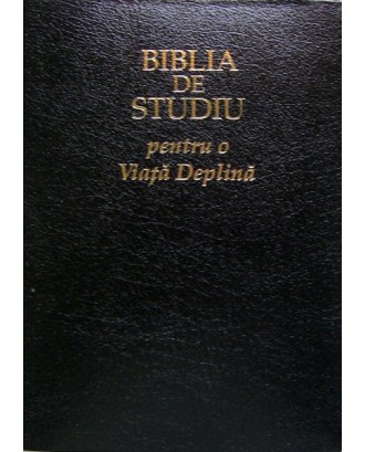 Biblia de studiu pentru o Viaţă Deplină, lux în piele cu fermoar, culoare neagră, aurită pe margini cu index de căutare.