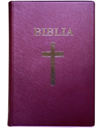 Biblie mijlocie simpla coperti de plastic, ştanţat BIBLIA si cruce.