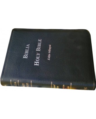 Biblia - Holy Bible - Ediţie bilingvă de lux cu index de căutare, aurită pe margini, culoare negru, cuvintele Domnului în roşu.