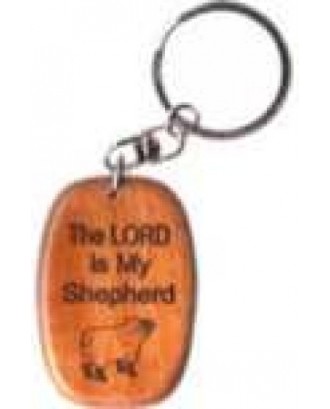 Breloc din lemn, dreptunghiular - The Lord is my Shepherd